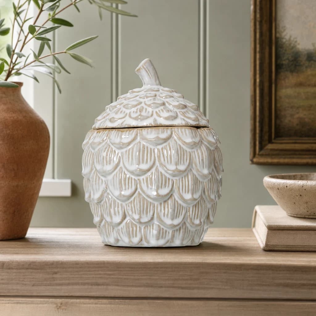 Large Ceramic Pine Cone Trinket Dish With Lid - Vases, photo 1 of 4
