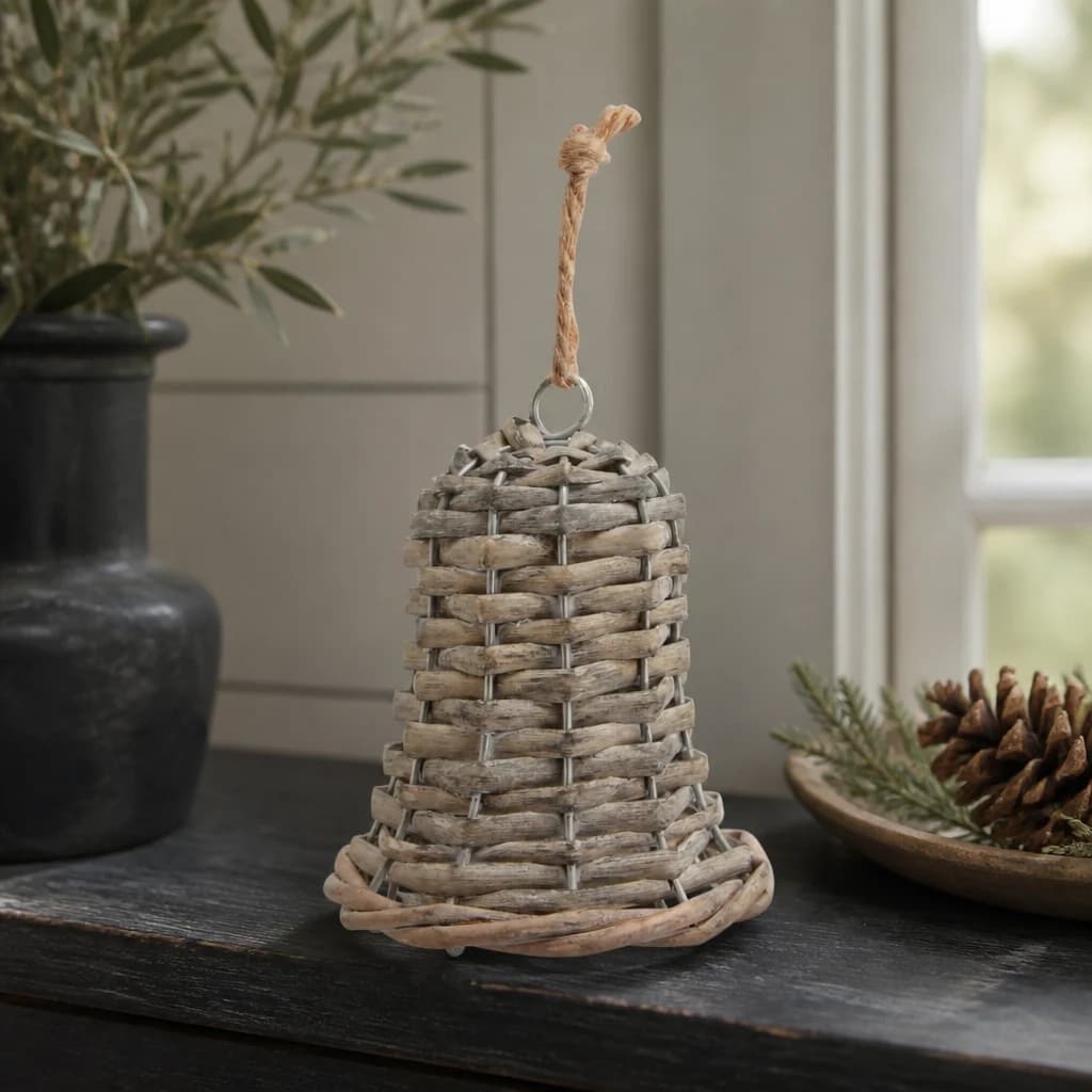 The Noel Collection Small Wicker Bell Decoration - Sculptures & ornaments, photo 1 of 5