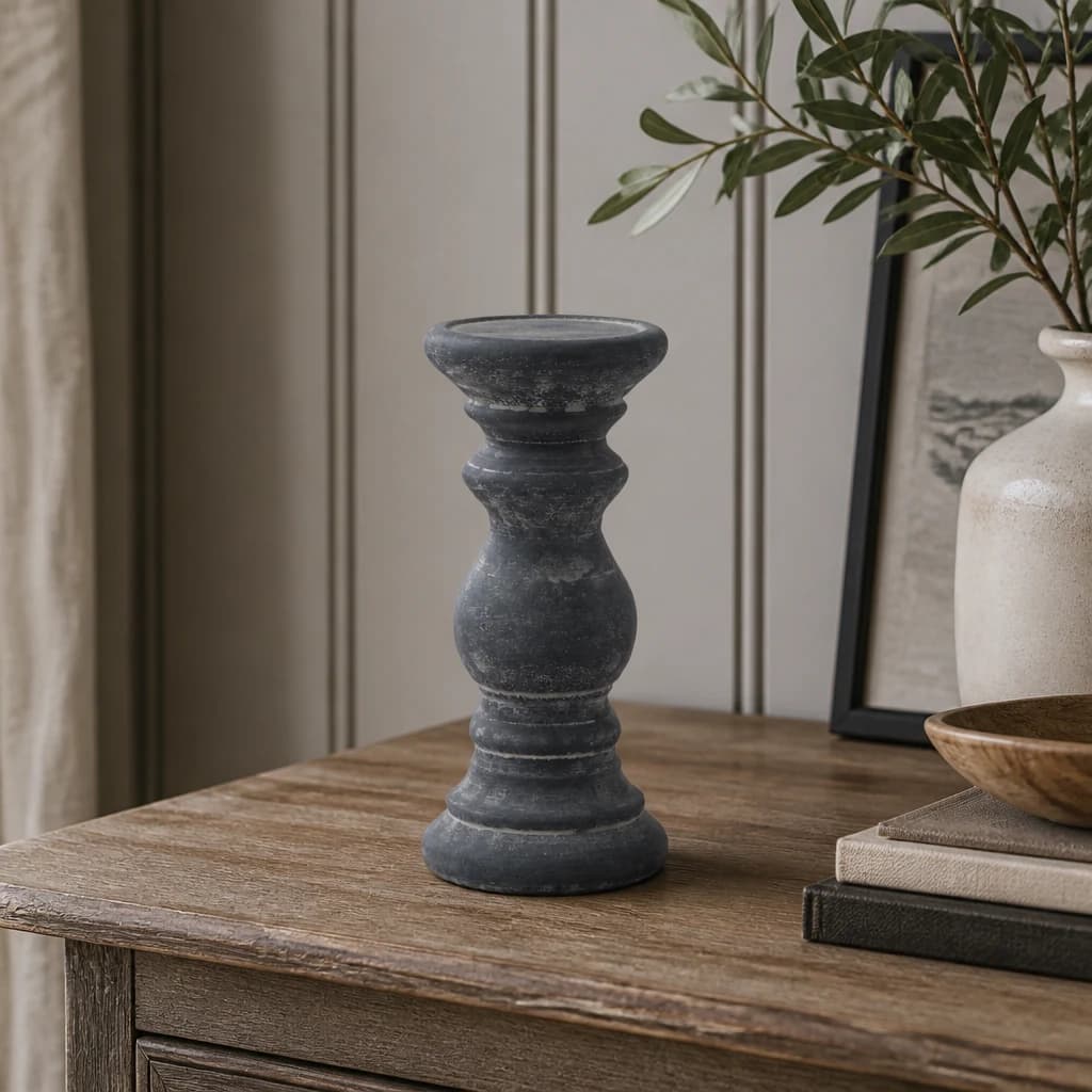 Amalfi Small Grey Column Candle Holder - Candles, photo 1 of 3