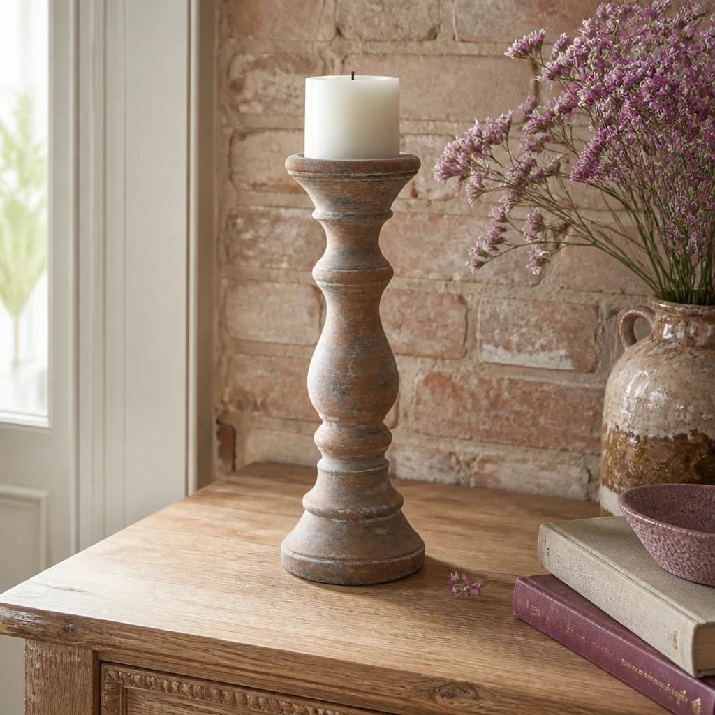 Siena Brown Column Candle Holder - Candles, photo 1 of 3