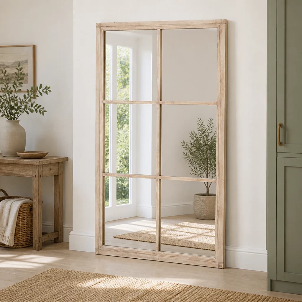 Washed Wood Large Window Mirror - Mirrors, photo 1 of 4