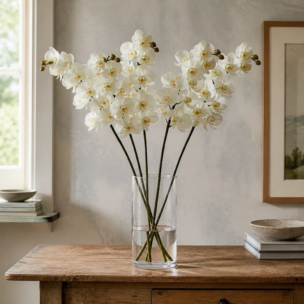 Tall White Butterfly Orchid Stem — Pack of 5 - Artificial plants & flowers, photo 1 of 3
