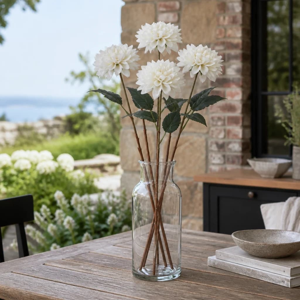 The Natural Garden Collection Tall White Dahlia — Pack of 5 - Artificial plants & flowers, photo 1 of 3
