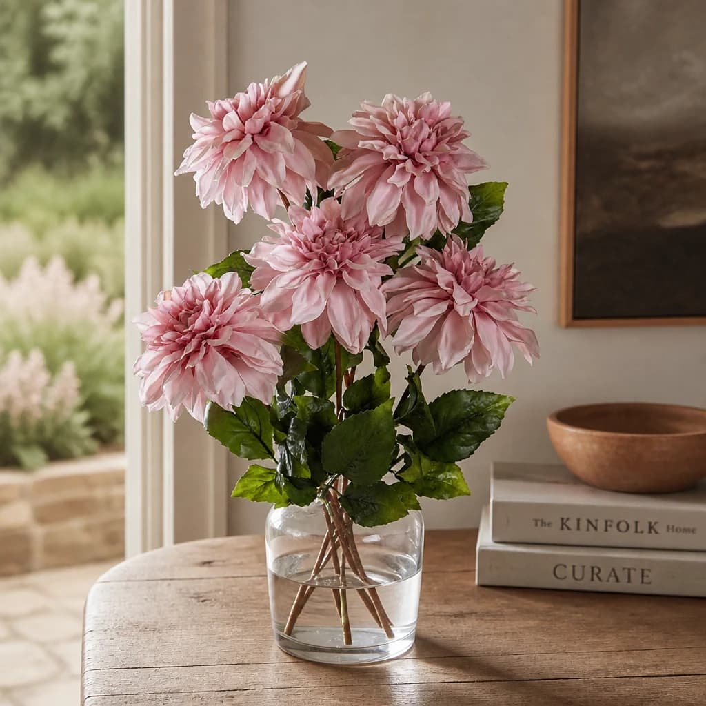 The Natural Garden Collection Pink Dahlia — Pack of 5 - Artificial plants & flowers, photo 1 of 5