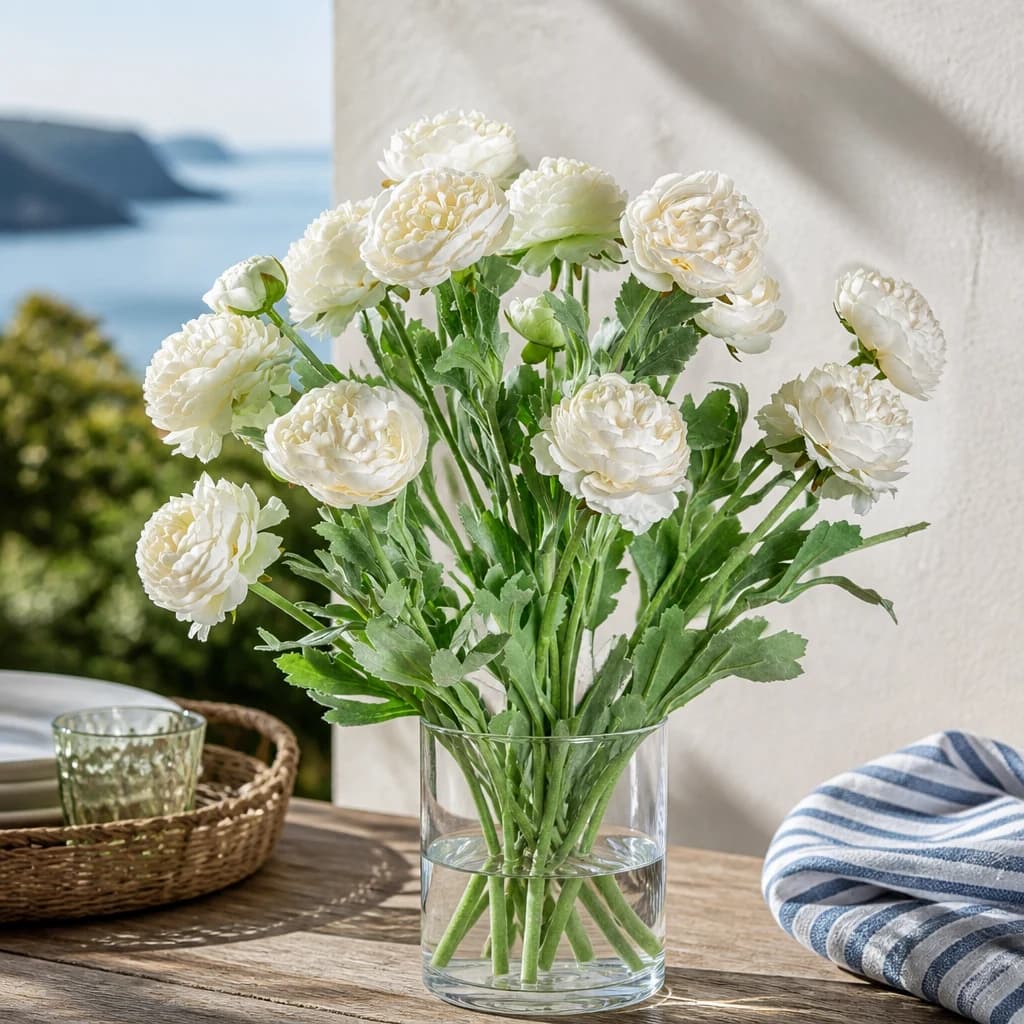 The Natural Garden Collection White Ranunculus — Pack of 5 - Artificial plants & flowers, photo 1 of 5