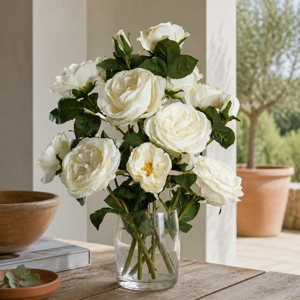 The Natural Garden Collection White Charity Rose — Pack of 5 - Artificial plants & flowers, photo 1 of 5