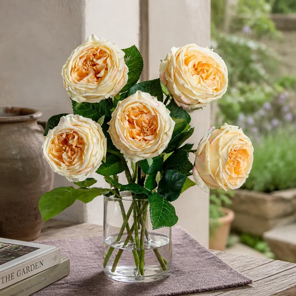 The Natural Garden Collection Palest Blush Charity Rose — Pack of 5 - Artificial plants & flowers, photo 1 of 5