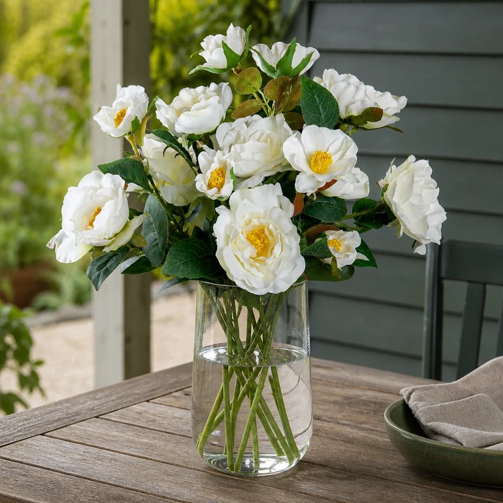The Natural Garden Collection White Tea Rose — Pack of 5 - Artificial plants & flowers, photo 1 of 5