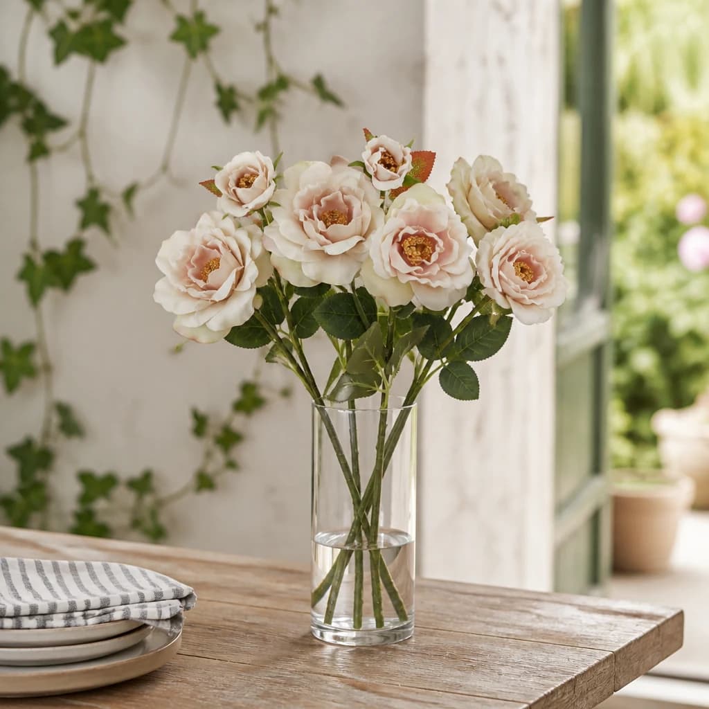 The Natural Garden Collection Palest Blush Tea Rose — Pack of 5 - Artificial plants & flowers, photo 1 of 2
