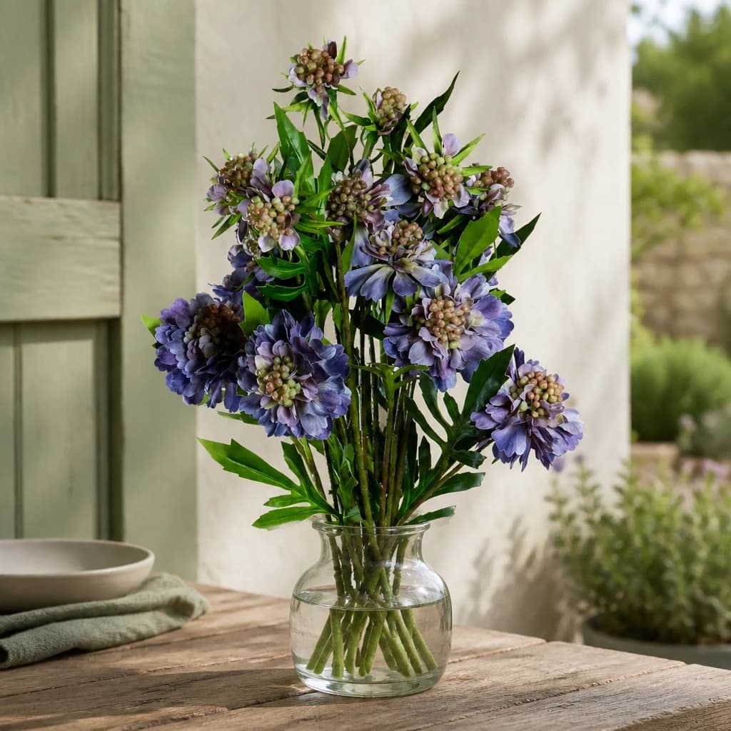 The Natural Garden Collection Purple Scabious Stem — Pack of 5 - Artificial plants & flowers, photo 1 of 4