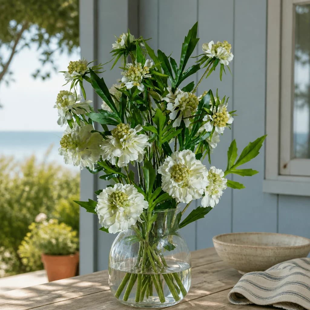 The Natural Garden Collection White Scabious Stem — Pack of 5 - Artificial plants & flowers, photo 1 of 5