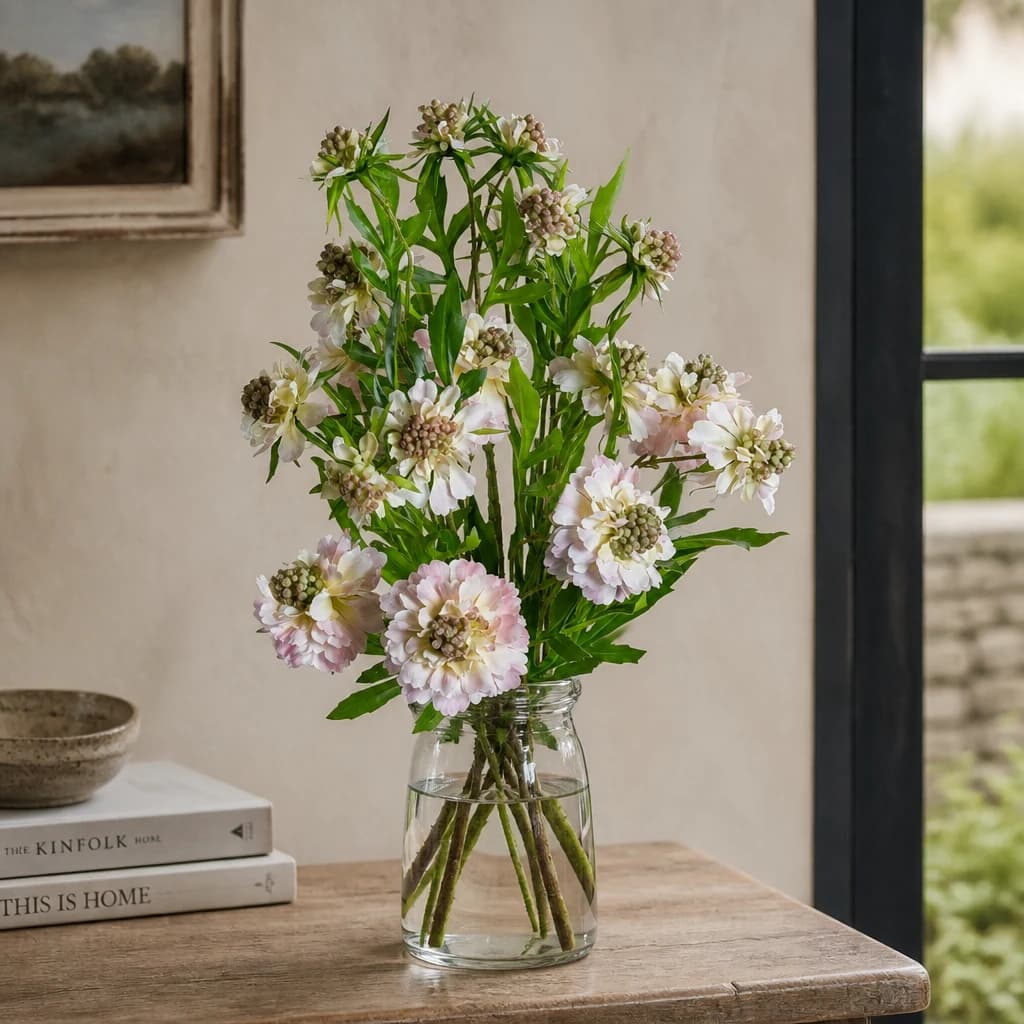 The Natural Garden Collection Pale Pink Scabious Stem — Pack of 5 - Artificial plants & flowers, photo 1 of 5