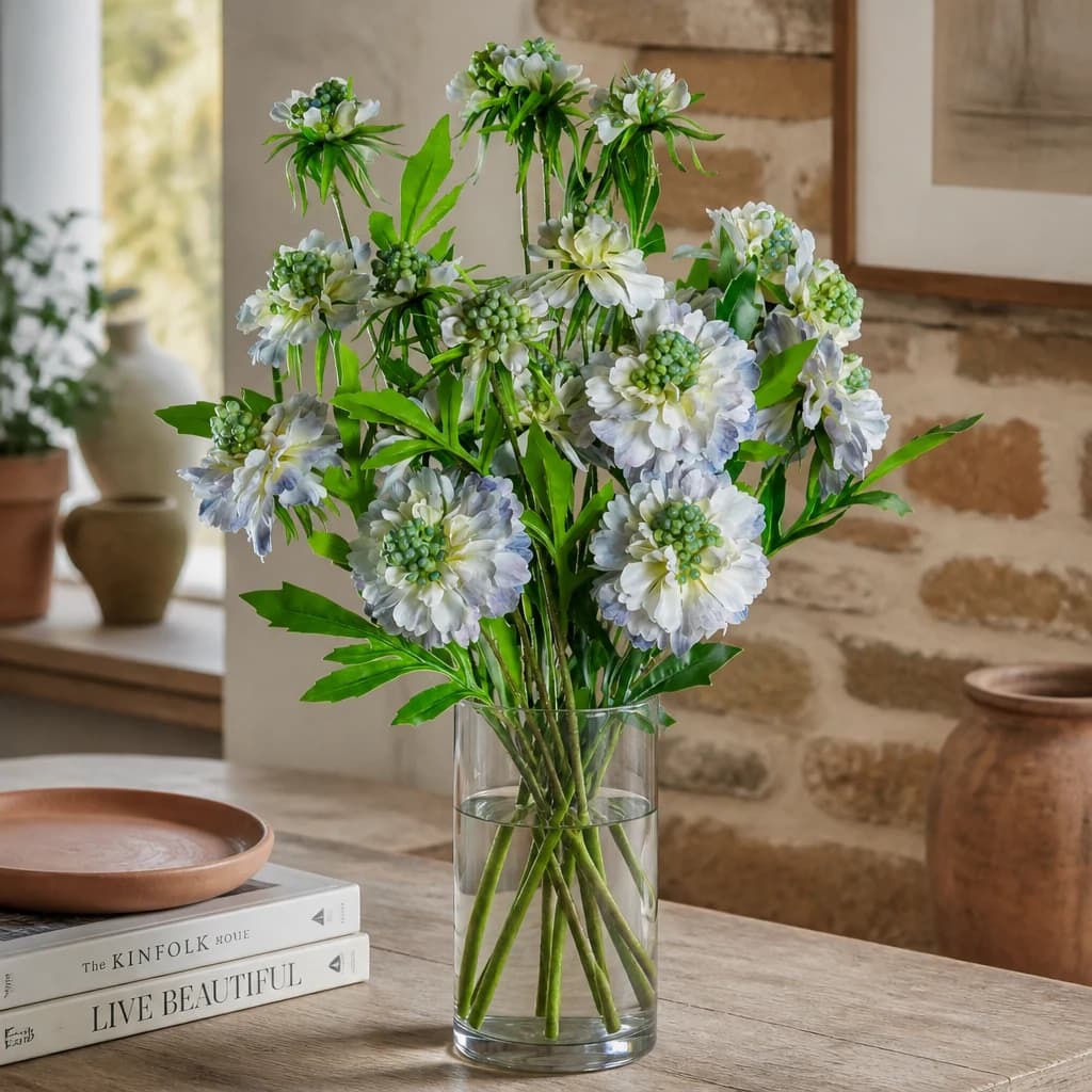 Pale Blue Scabious Stem — Pack of 5 - Artificial plants & flowers, photo 1 of 4