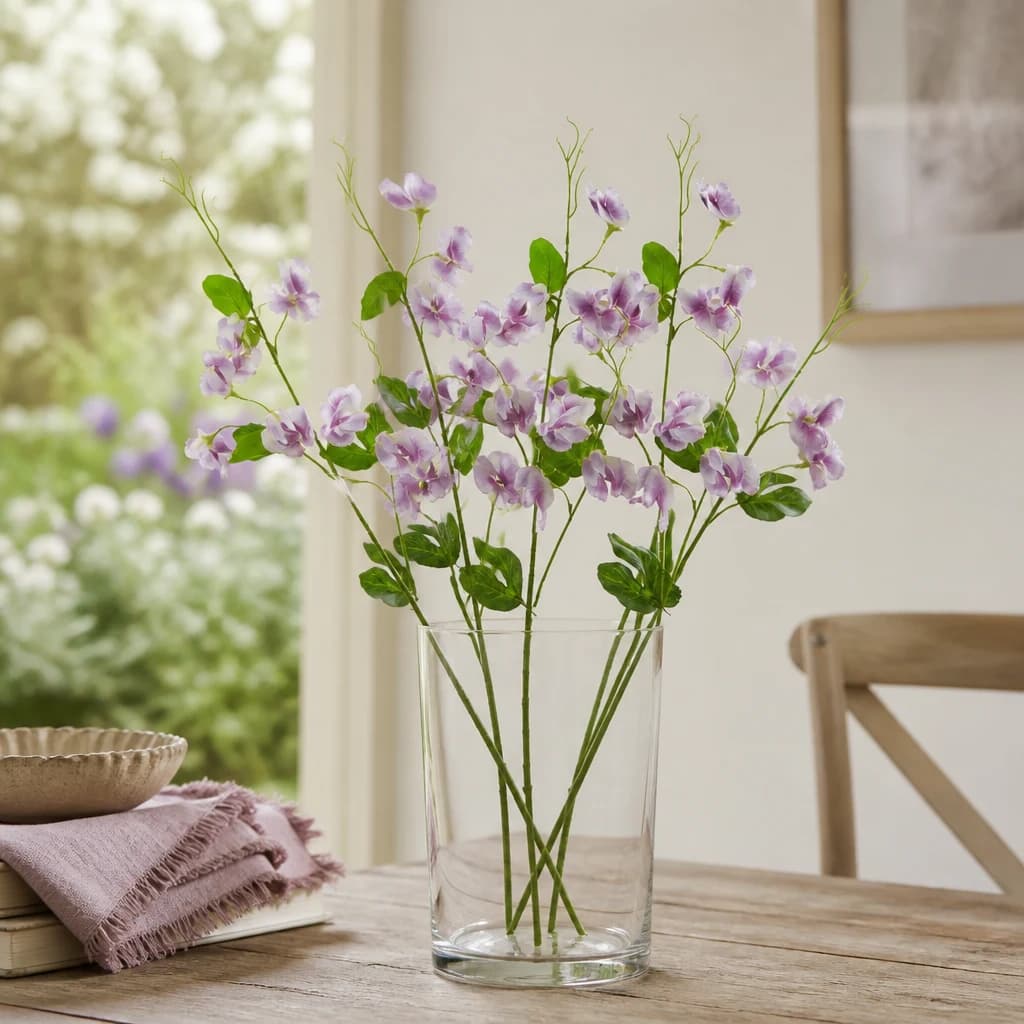 The Natural Garden Collection Purple Sweetpea Stem — Pack of 5 - Artificial plants & flowers, photo 1 of 2