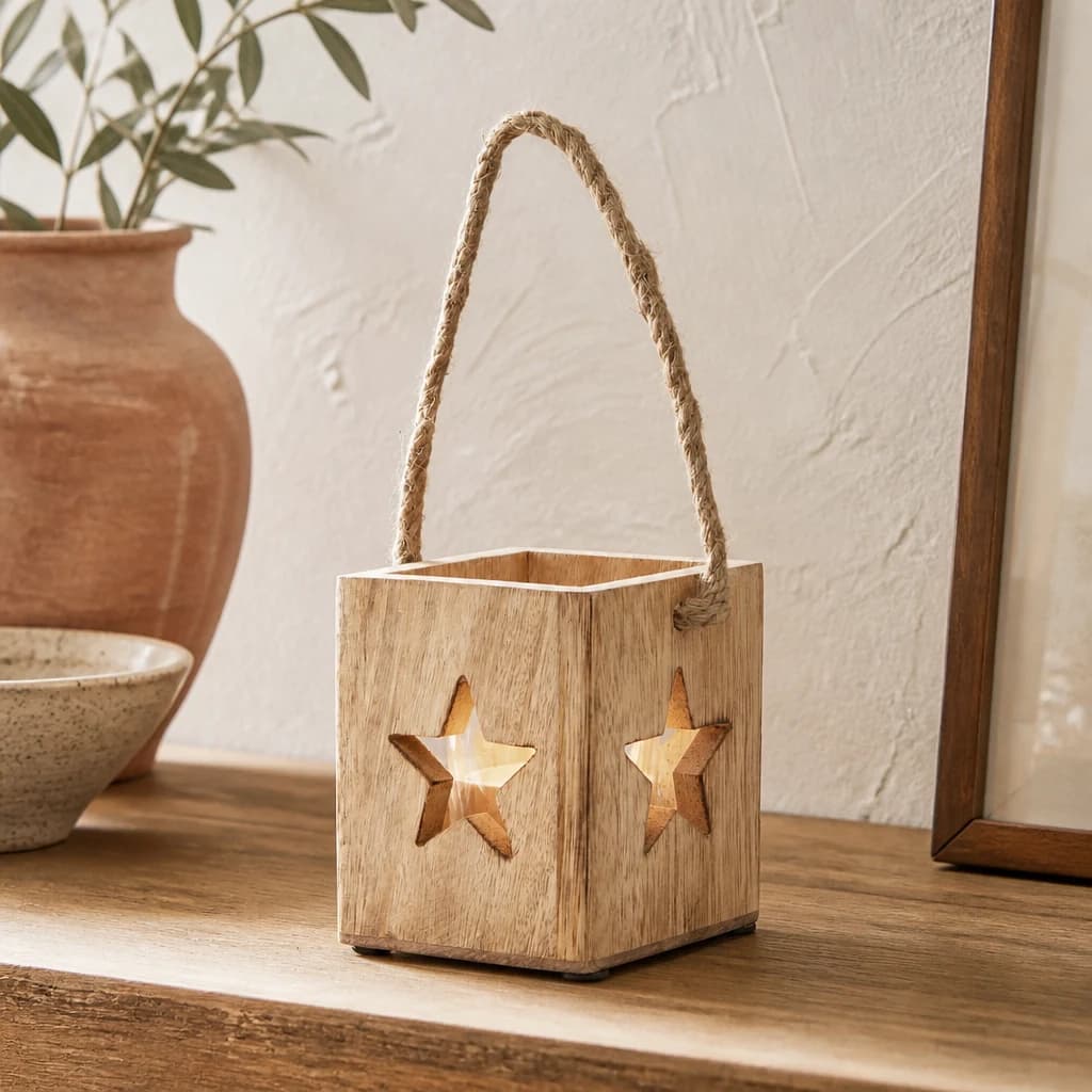 Natural Wooden Small Star Tealight Candle Holder - Candles, photo 1 of 3