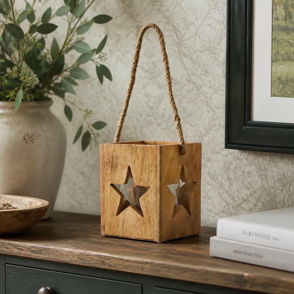 Natural Wooden Large Star Tealight Candle Holder - Candles, photo 1 of 3