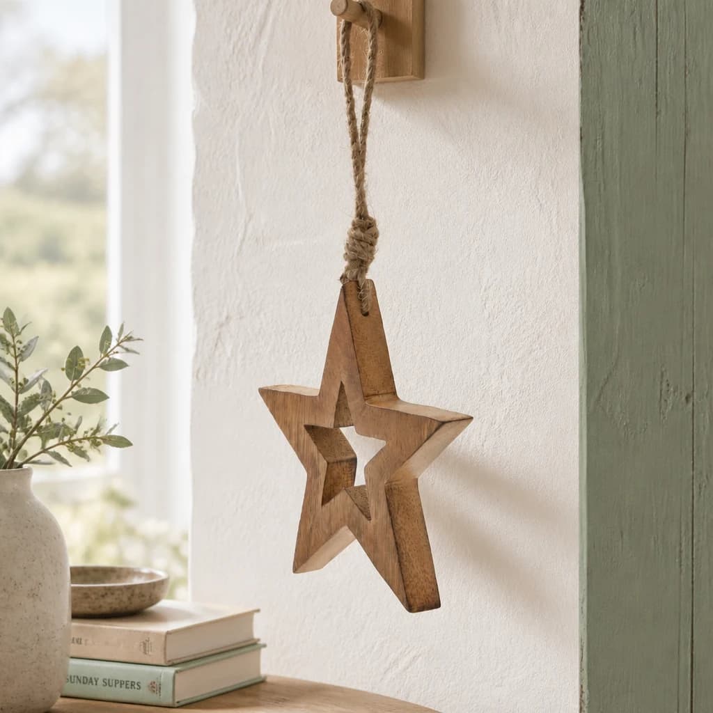 Natural Wooden Hanging Star - Decorative, photo 1 of 3
