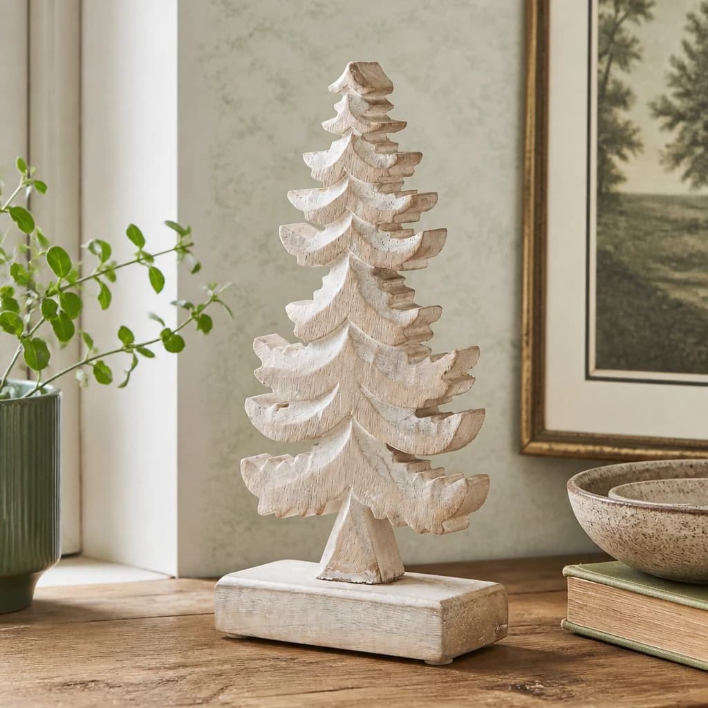 White Wash Collection Wooden Tiered Tree Decoration - Decorative, photo 1 of 3