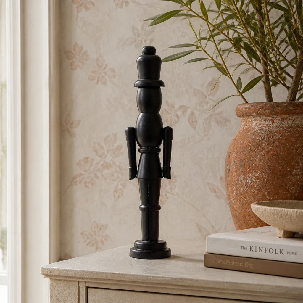 Minimalist Black Wooden Nutcracker Decoration - Artificial plants & flowers, photo 1 of 4