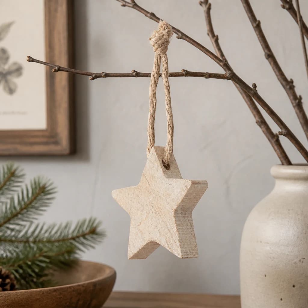 Pack Of 90 Wooden Star Hanging Decorations - Sculptures & ornaments, photo 1 of 5