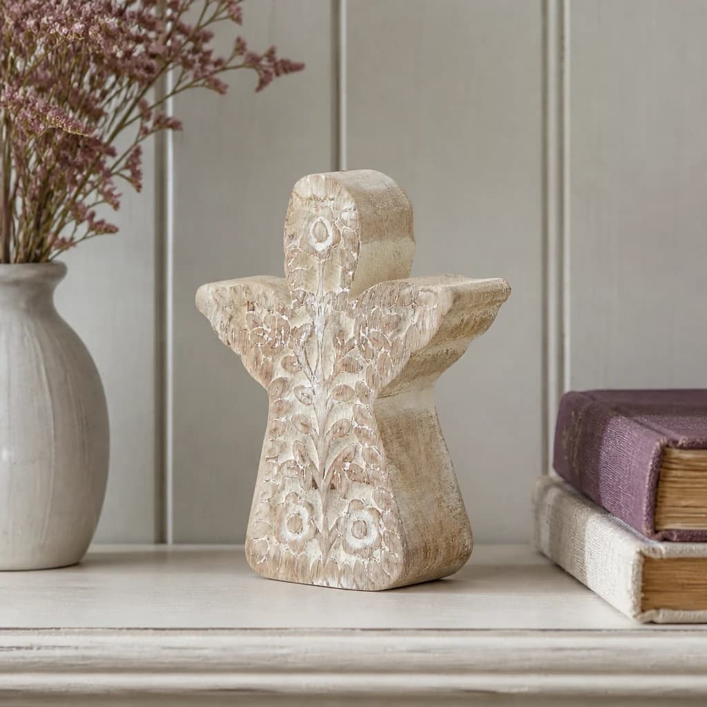 White Wash Collection Patterned Large Angel Decoration - Decorative, photo 1 of 3
