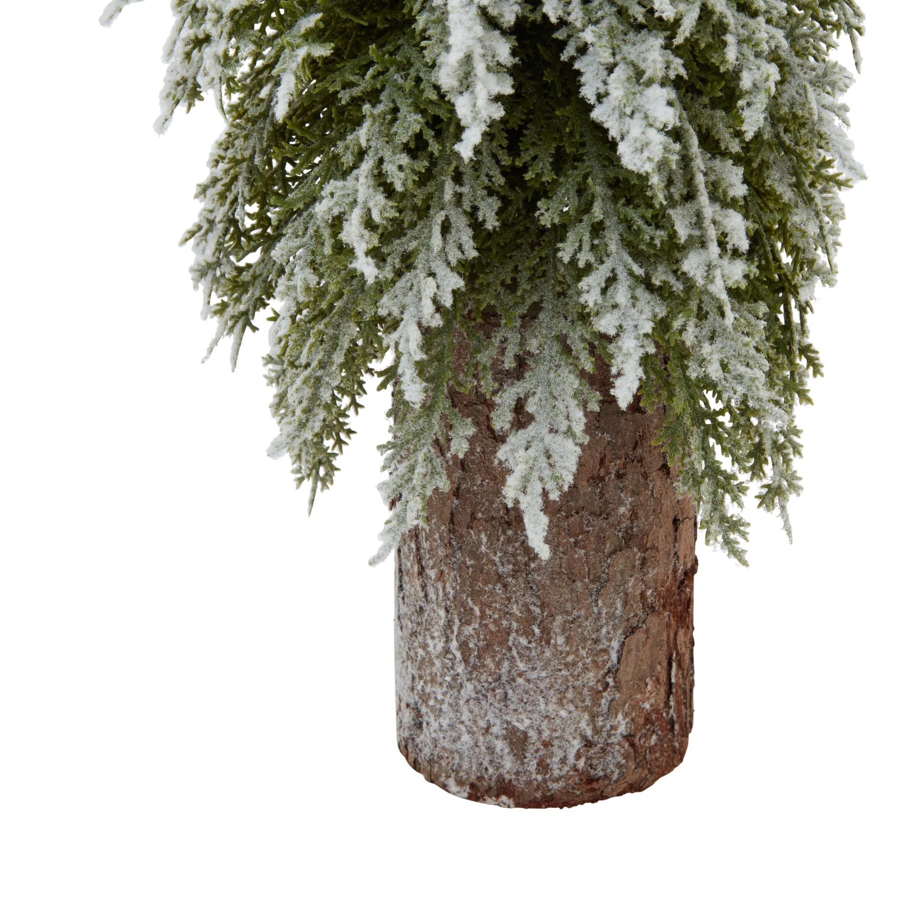 Small Snowy Fir Tree On Tall Wood Log - Sculptures & ornaments, photo 2 of 3