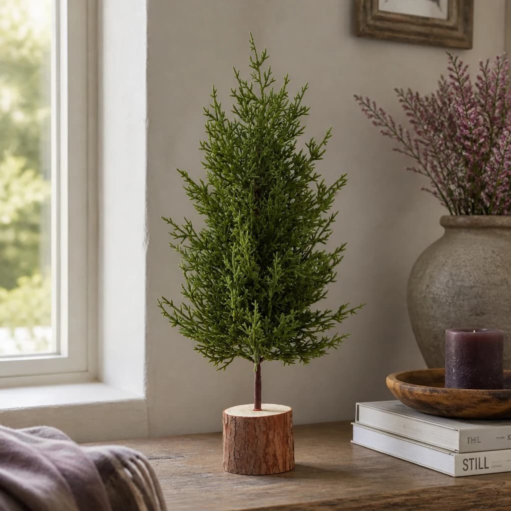 Small Green Fir Tree In Wood Log - Sculptures & ornaments, photo 1 of 3