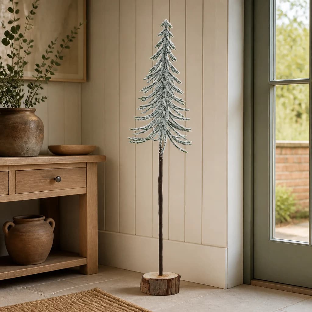 Large Snowy Spindle Tree In Wood Log - Sculptures & ornaments, photo 1 of 3