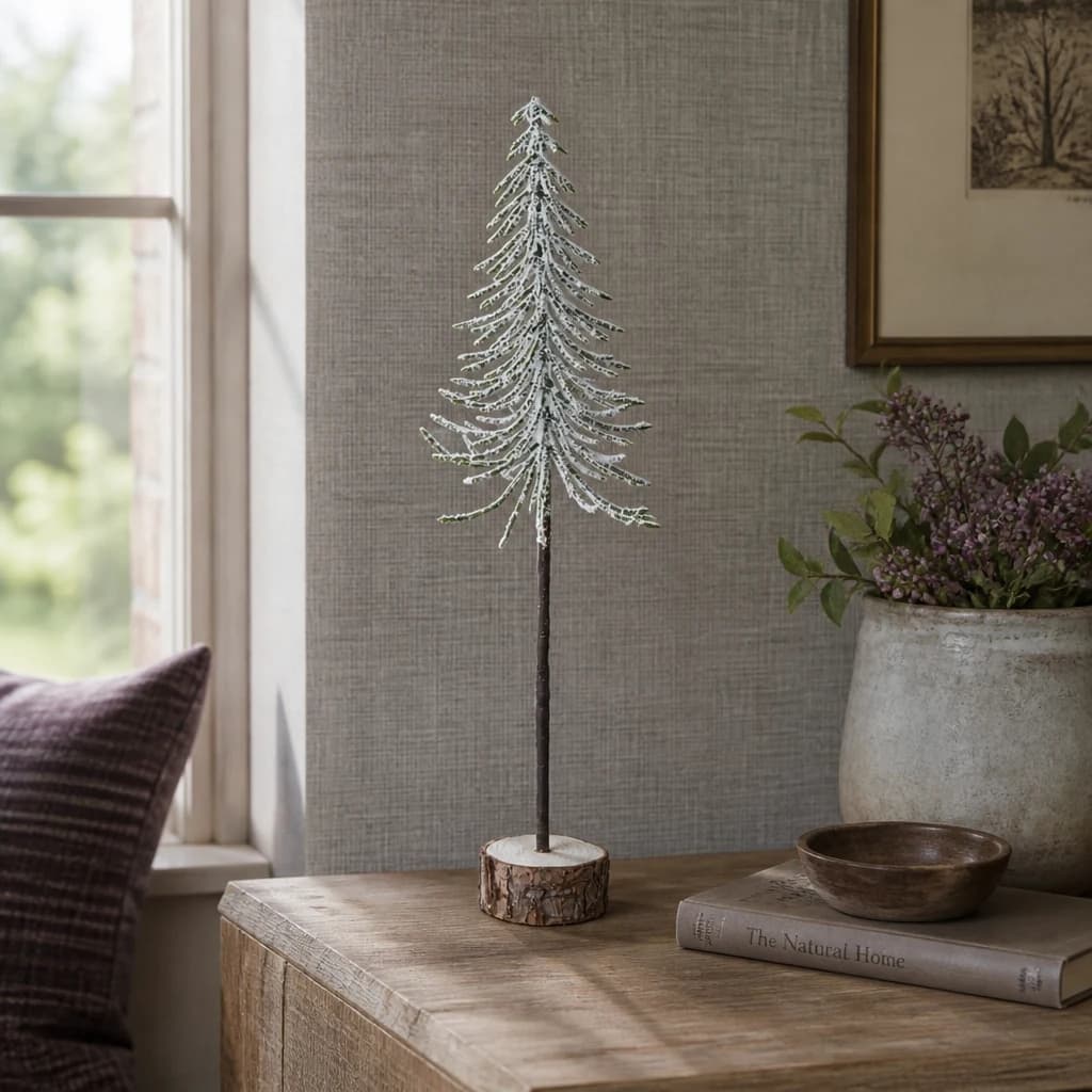 Medium Snowy Spindle Tree In Wood Log - Sculptures & ornaments, photo 1 of 3
