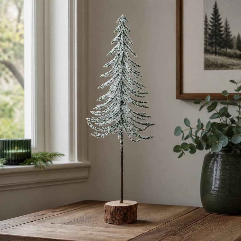 Small Snowy Spindle Tree In Wood Log - Sculptures & ornaments, photo 1 of 3