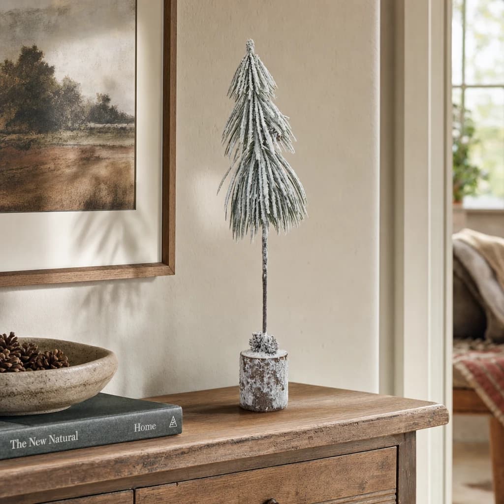 Small Snowy Tree In Wood Log - Sculptures & ornaments, photo 1 of 3