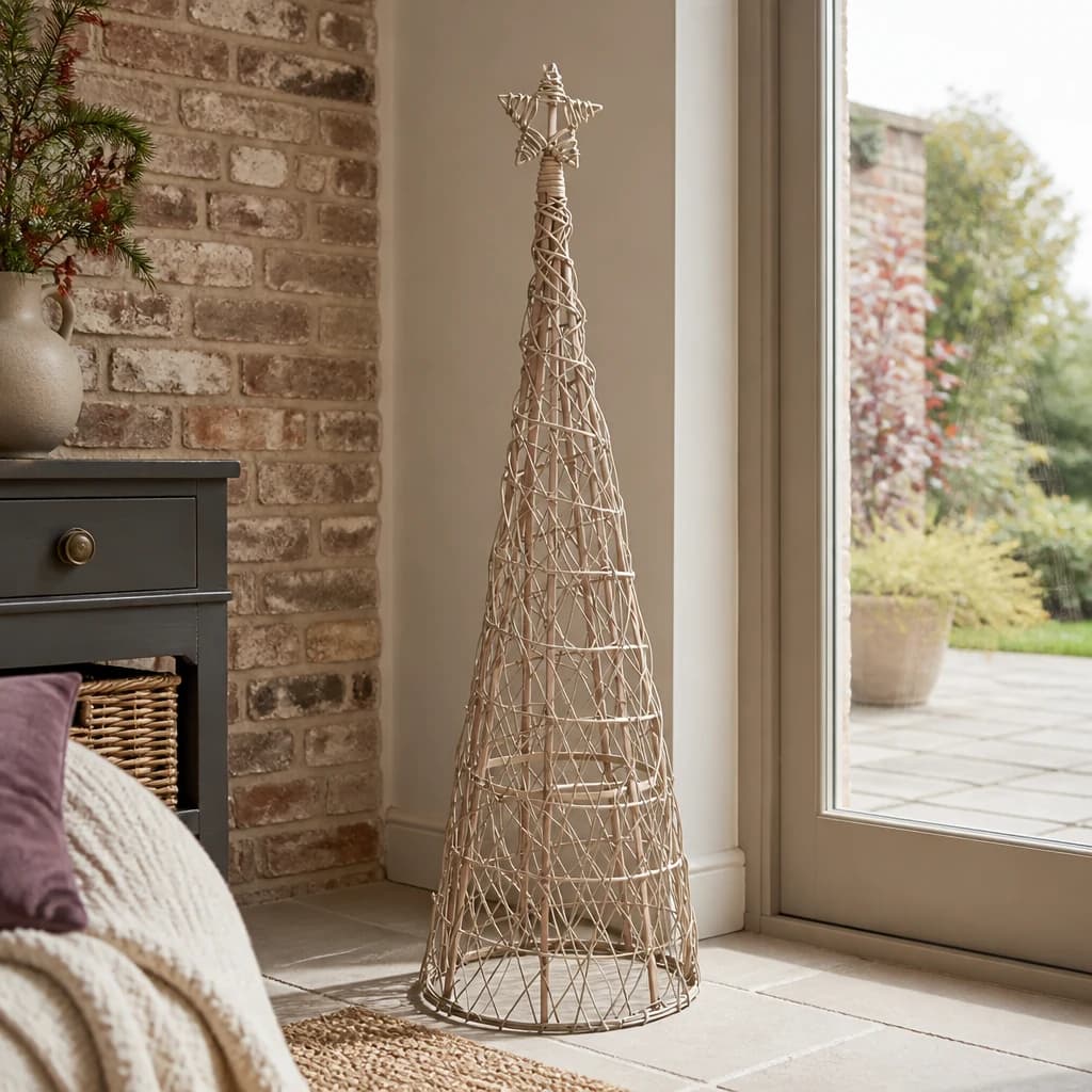 Large LED Wicker Christmas Tree With Star - Decorative, photo 1 of 5