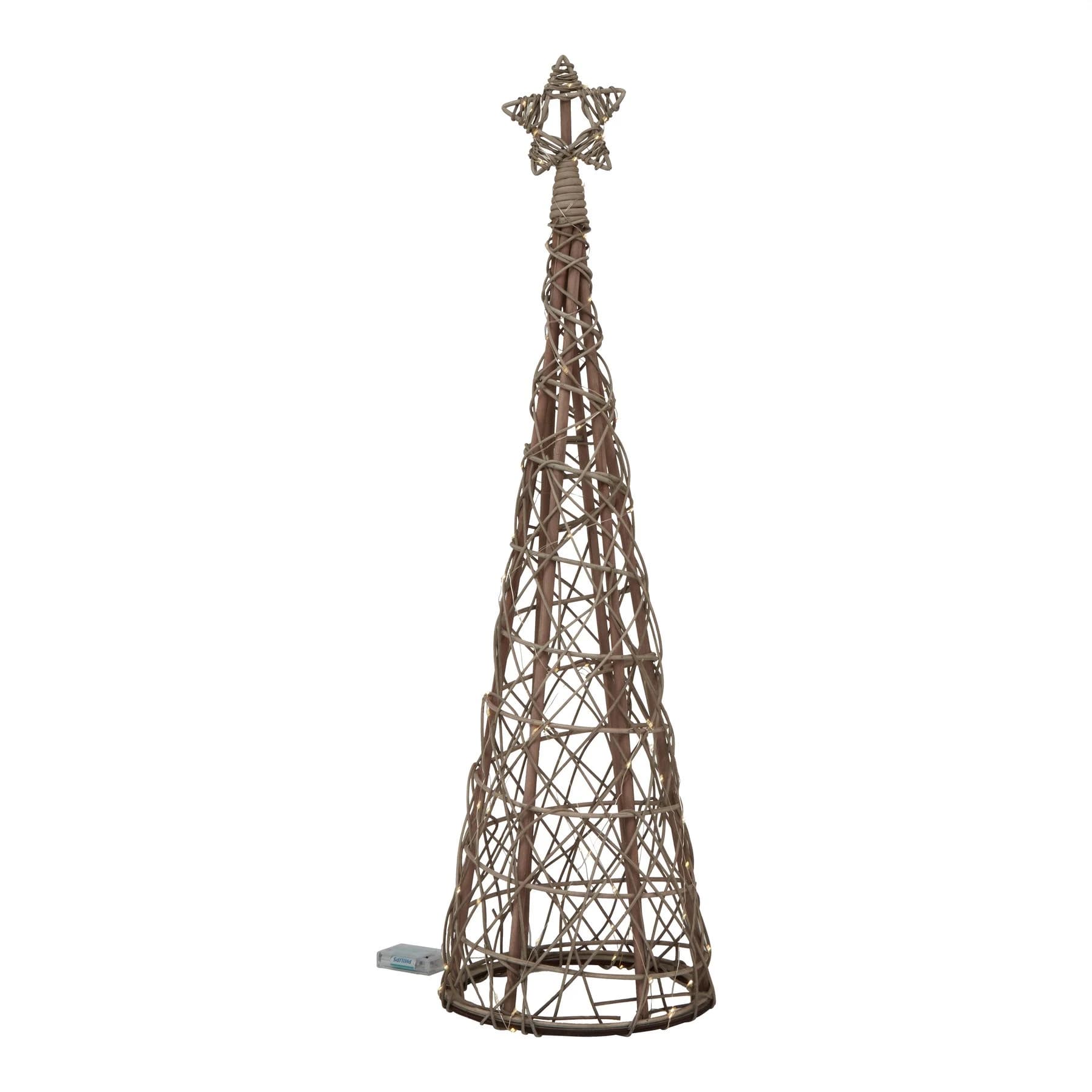 Small LED Wicker Christmas Tree With Star - Decorative, photo 4 of 5