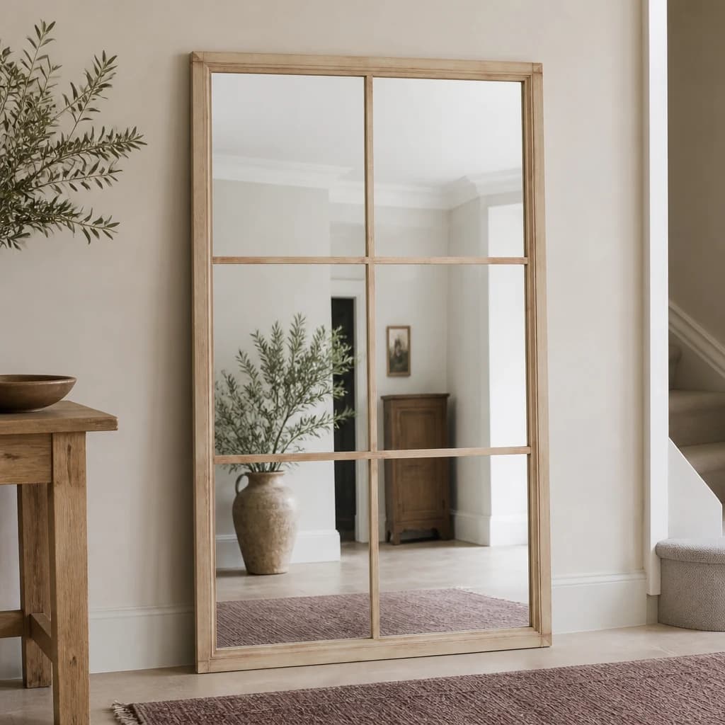 Washed Wood XL Window Mirror