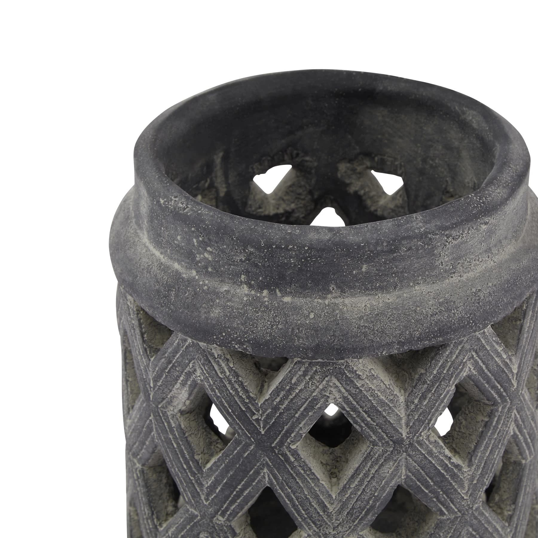 Amalfi Grey Large Lattice Lantern - Lanterns, photo 2 of 3