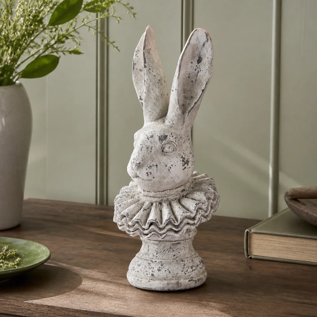 Stone Effect Ruffle Hare Ornament - Sculptures & ornaments, photo 1 of 3
