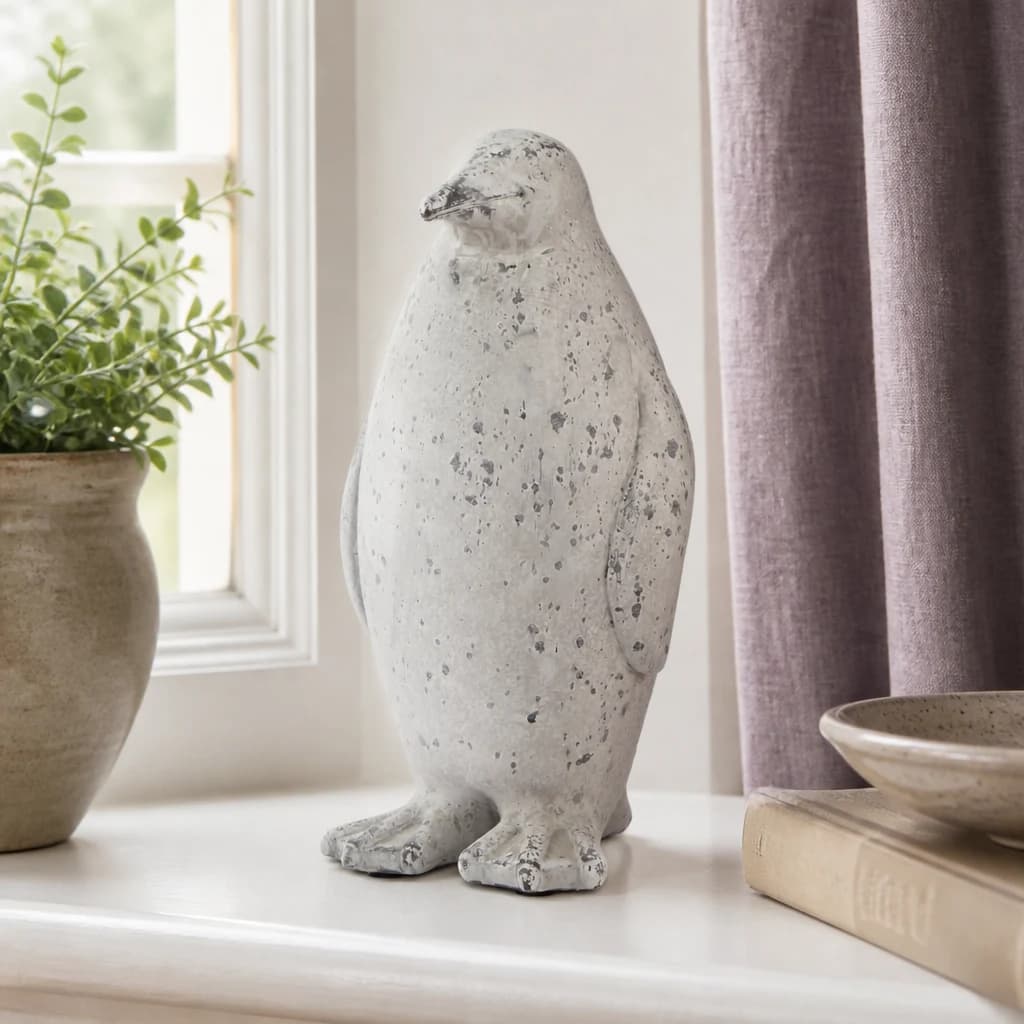 Medium Grey Stone Effect Penguin Statue - Lanterns, photo 1 of 4