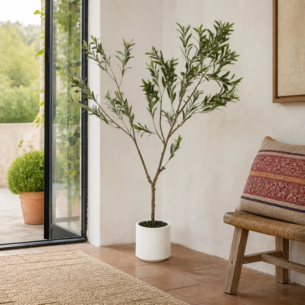 Apulia Olive Tree In White Pot 180Cm - Artificial plants & flowers, photo 1 of 5