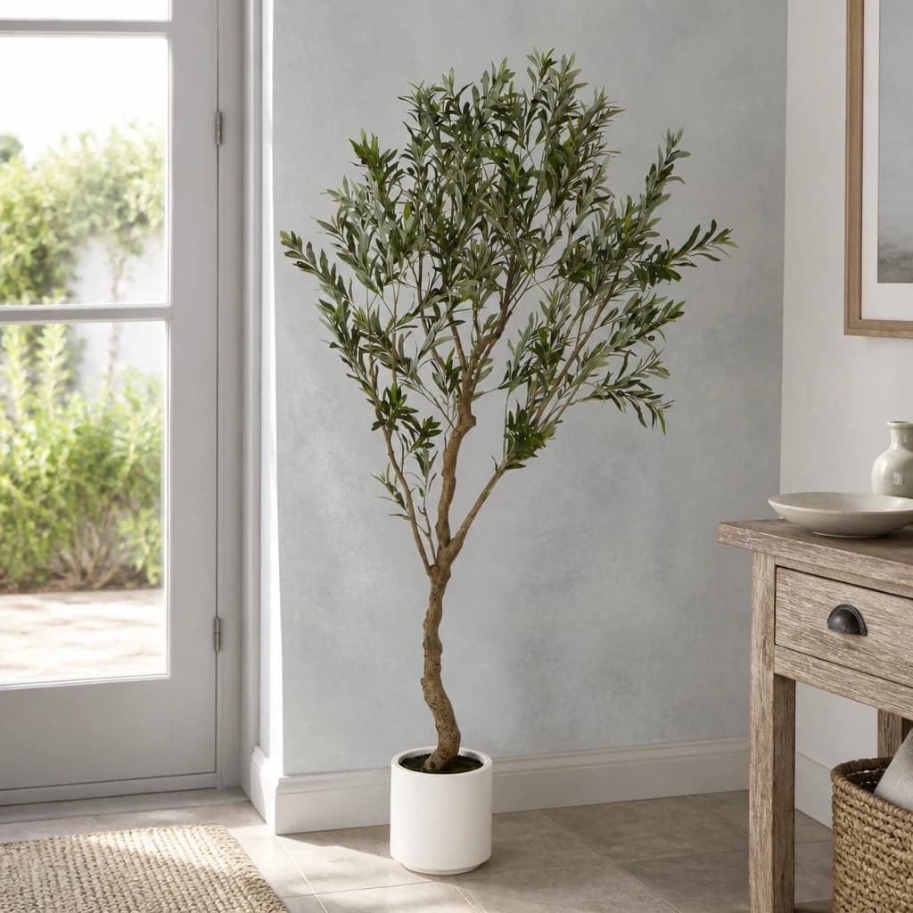 Apulia Olive Tree In White Pot 200Cm - Artificial plants & flowers, photo 1 of 5