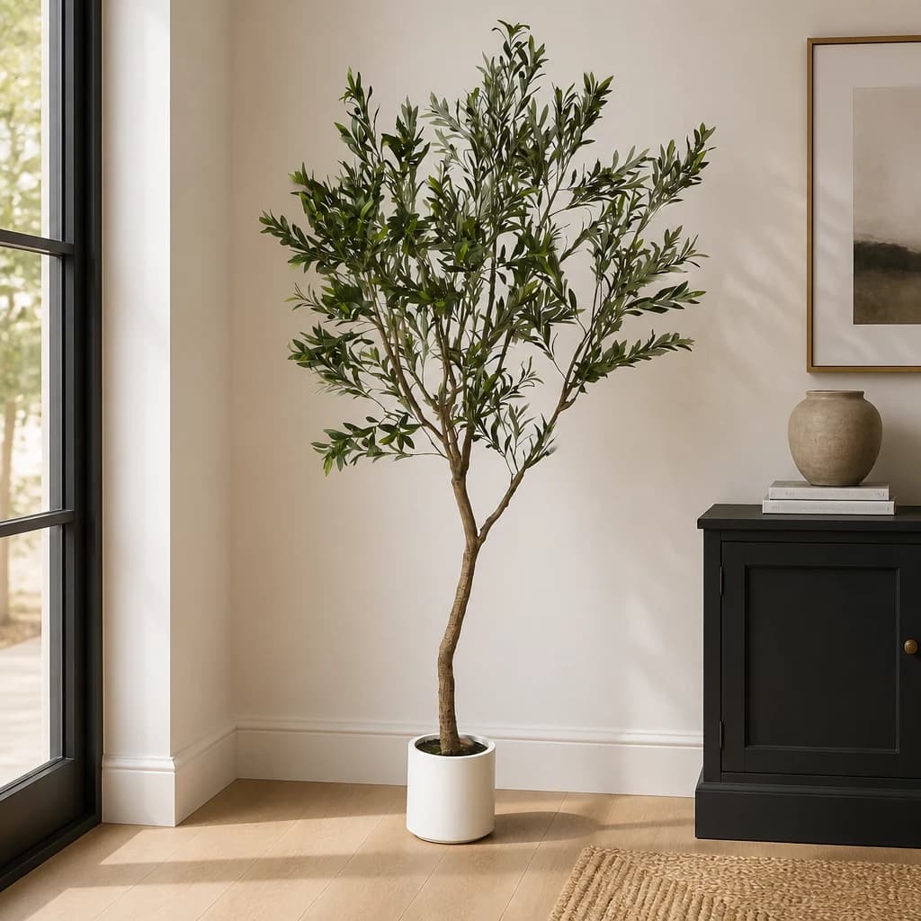 Apulia Olive Tree In White Pot 240Cm - Artificial plants & flowers, photo 1 of 5