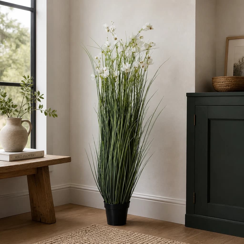 Large White Meadow Plant In Pot - Artificial plants & flowers, photo 1 of 4