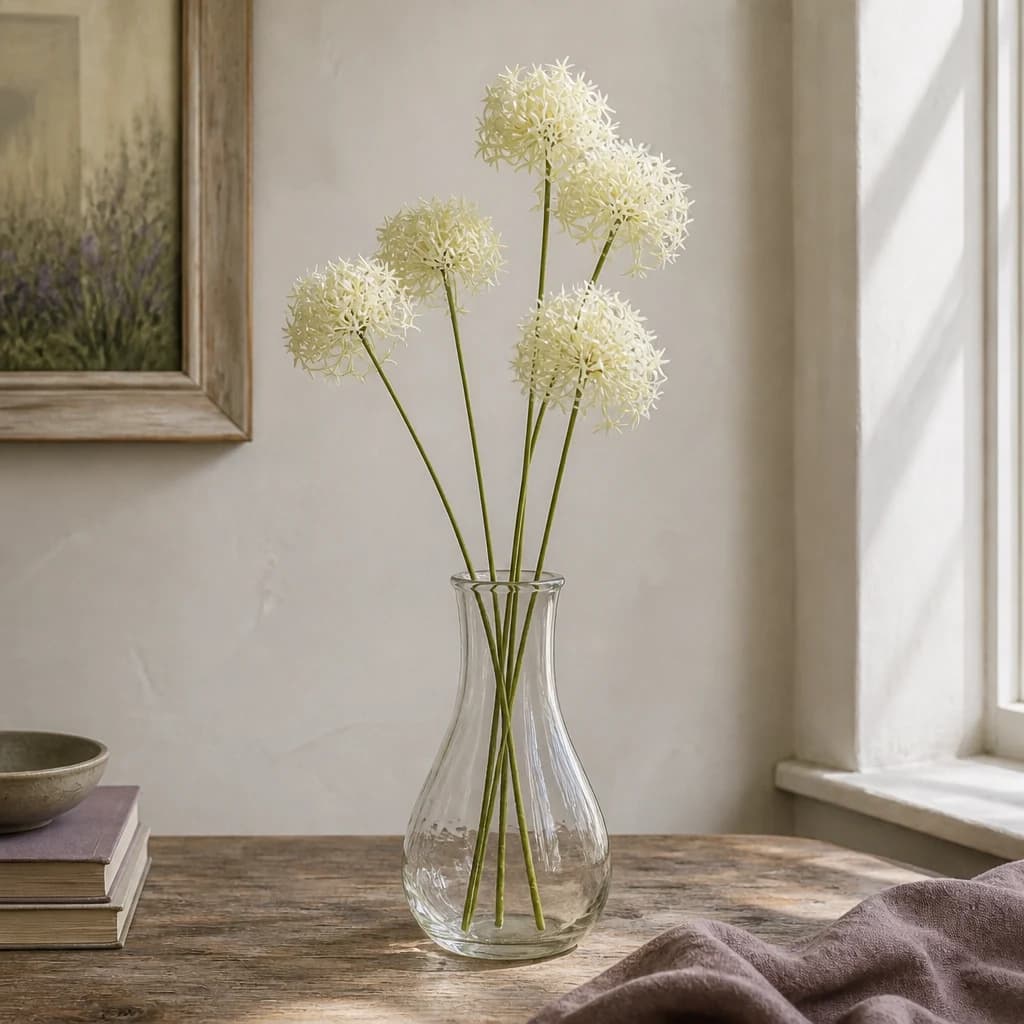 Three Head Cream Allium Spray — Pack of 5 - Artificial plants & flowers, photo 1 of 5