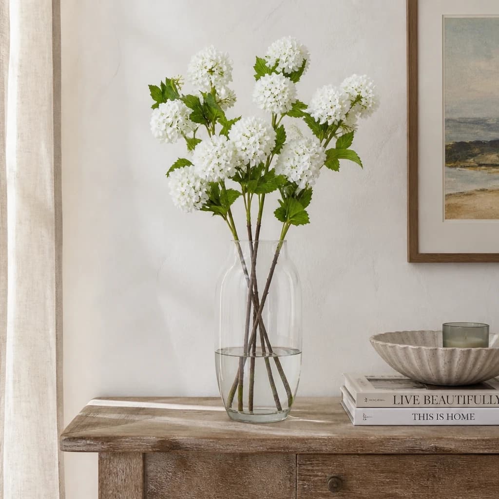 Cream Snowball Viburnum Spray — Pack of 5 - Artificial plants & flowers, photo 1 of 5