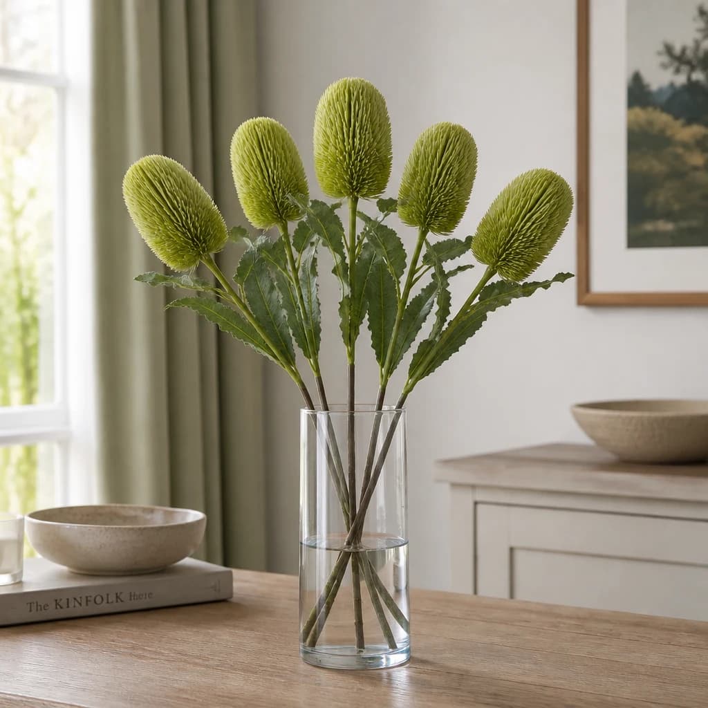Large Green Banksia Serrata Stem — Pack of 5 - Artificial plants & flowers, photo 1 of 5