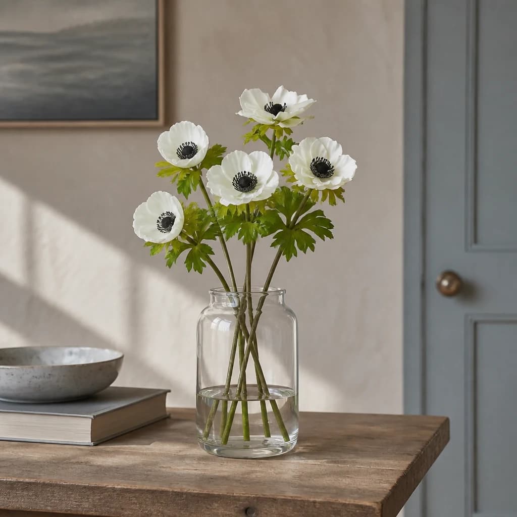 White Anemone Spray — Pack of 5 - Artificial plants & flowers, photo 1 of 5
