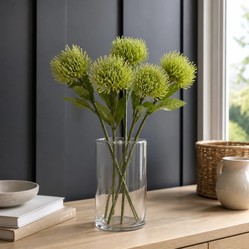 Green Protea Lorea Stem — Pack of 5 - Artificial plants & flowers, photo 1 of 5