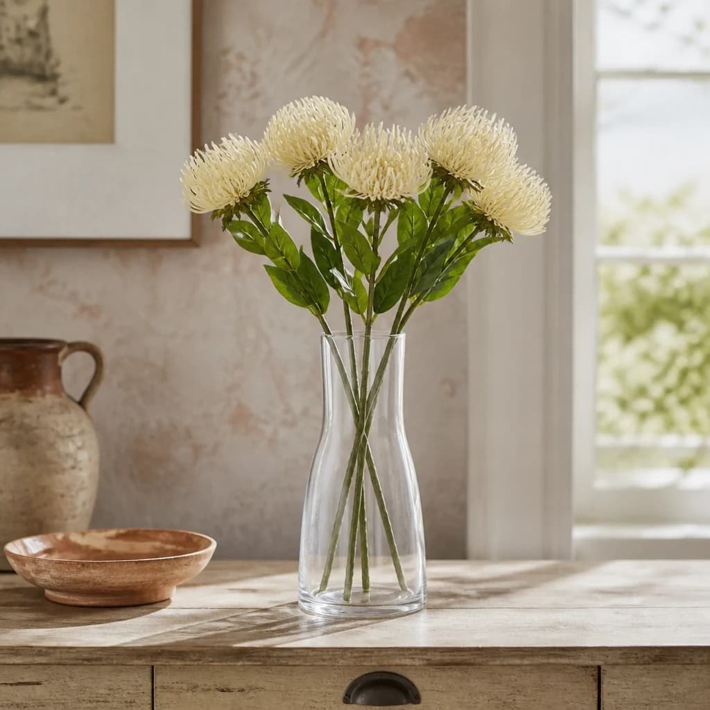 Cream Protea Lorea Stem — Pack of 5 - Artificial plants & flowers, photo 1 of 5