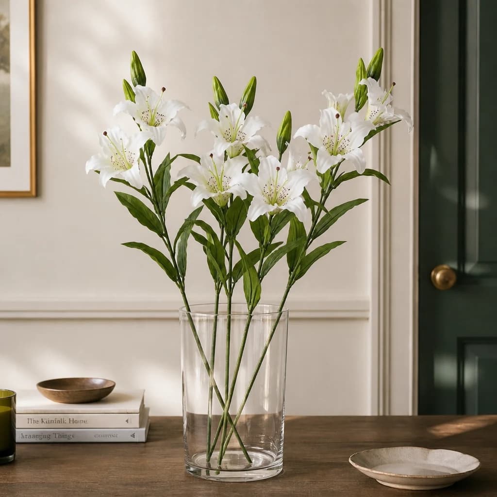 White Madonna Lily Spray — Pack of 5 - Artificial plants & flowers, photo 1 of 5