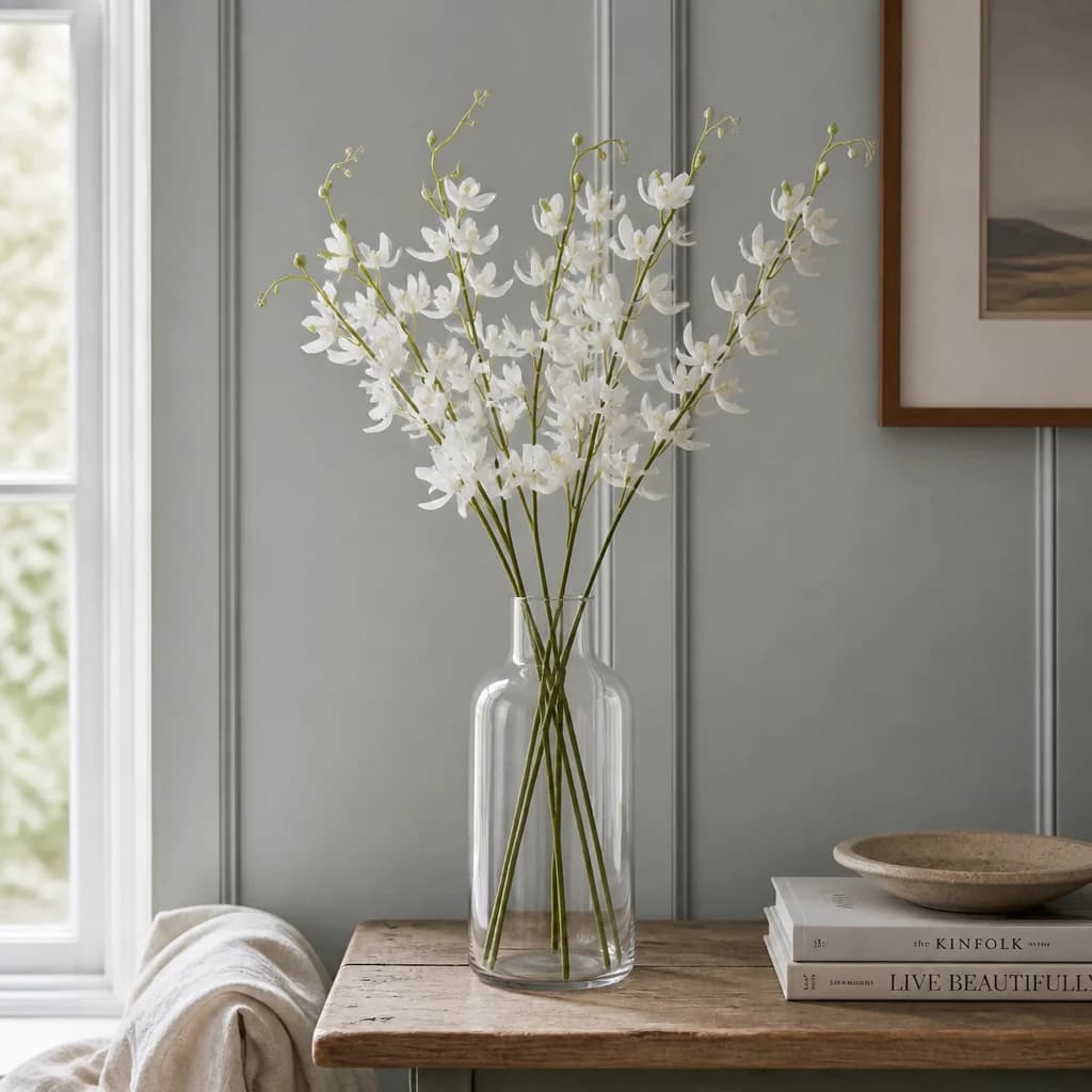 White Cymbidium Spray — Pack of 5 - Artificial plants & flowers, photo 1 of 5