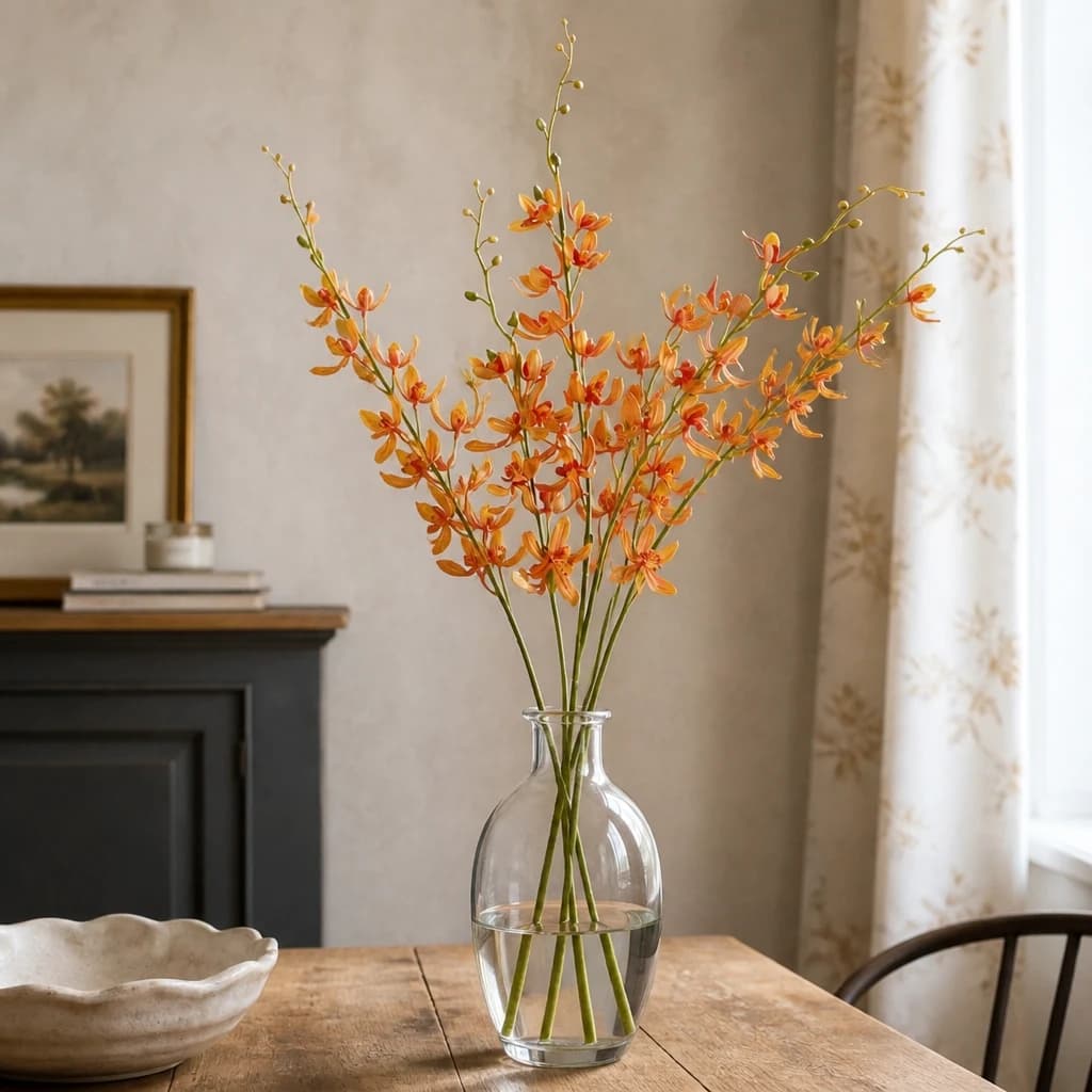 Orange Cymbidium Spray — Pack of 5 - Artificial plants & flowers, photo 1 of 3